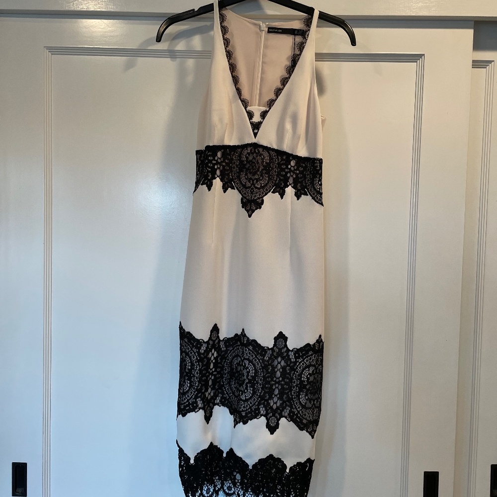Karen Millen Dress- Ivory/ black lace